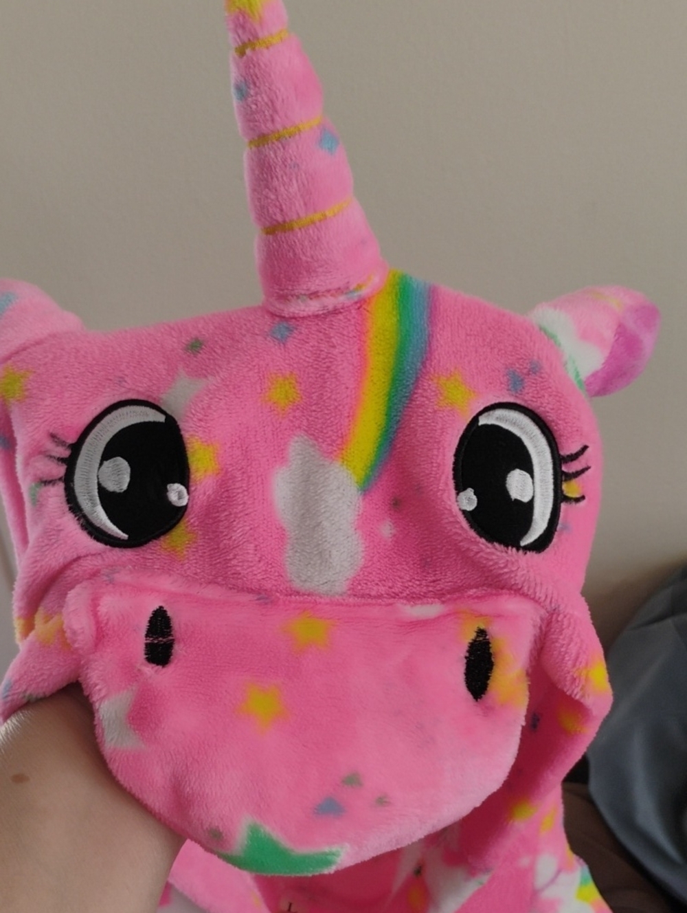 Pink Unicorn Plush Hooded Fleece Costume Adult Sz Large